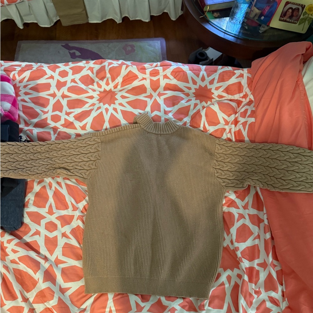 Classic Tan Cable Knit Sweater